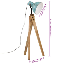 Lampa stojąca, 25 W, postarzany niebieski, 45x45x120 cm, E27