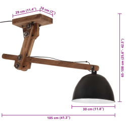 Lampa sufitowa 25 W, czarna, 105x30x65-108 cm, E27