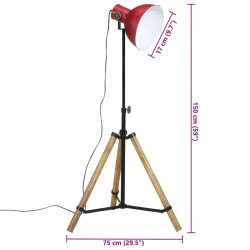 Lampa stojąca, 25 W, postarzany czerwony, 75x75x90-150 cm, E27