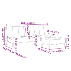 2-os. kanapa rozkładana z podnóżkiem, ciemnozielona, aksamitna