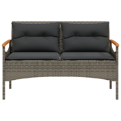 Ławka ogrodowa z poduszkami, 116x62,5x74 cm, szara, polirattan