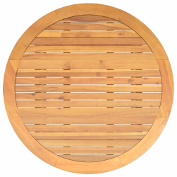 Stół ogrodowy z akacjowym blatem, beż, Ø110x71 cm, rattan PE