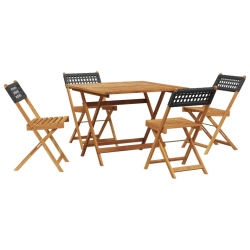 5-cz. zestaw mebli bistro, czarny rattan PE i drewno
