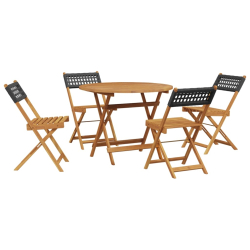 5-cz. zestaw mebli bistro, czarny rattan PE i drewno