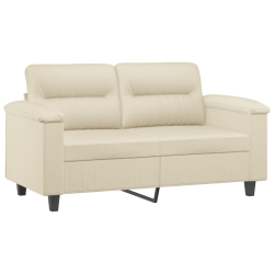 2-osobowa sofa z poduszkami, kremowa, 120 cm, sztuczna skóra
