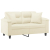 2-osobowa sofa z poduszkami, kremowa, 120 cm, sztuczna skóra