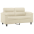 2-osobowa sofa z poduszkami, kremowa, 120 cm, sztuczna skóra