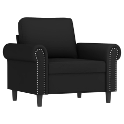 Fotel z podnóżkiem, czarny, 60 cm, obity aksamit
