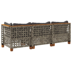 3-osobowa sofa ogrodowa z poduszkami, szara, polirattan