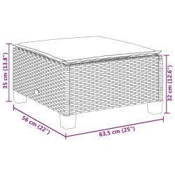 Stołek ogrodowy z poduszką, czarny, 63,5x56x32 cm, rattan PE