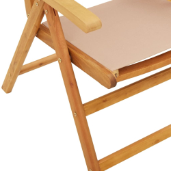 Krzesła ogrodowe, 2 szt., taupe, drewno akacjowe i tkanina
