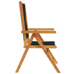 Rozkładane krzesła ogrodowe, 8 szt., czarne, drewno akacjowe