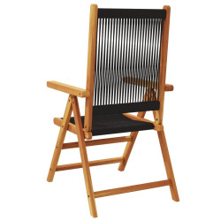 Rozkładane krzesła ogrodowe, 8 szt., czarne, drewno akacjowe
