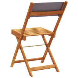 Składane krzesła bistro, 2 szt., antracytowe, akacja i tkanina