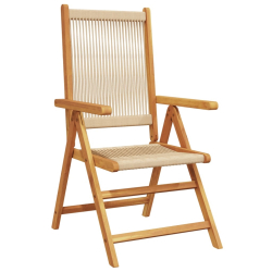 Krzesła ogrodowe, 2 szt., beżowe, drewno akacjowe i PP