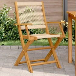 Krzesła ogrodowe, 2 szt., beżowe, akacja i polipropylen
