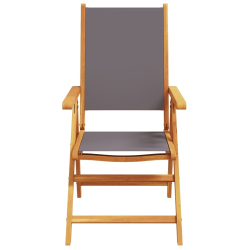 Rozkładane krzesła ogrodowe, 4 szt., antracyt, drewno i tkanina