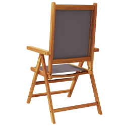 Rozkładane krzesła ogrodowe, 4 szt., antracyt, drewno i tkanina