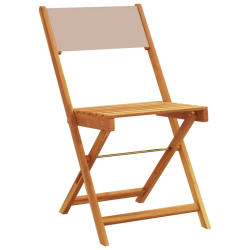 Krzesła bistro, 2 szt., taupe, lite drewno akacjowe i tkanina