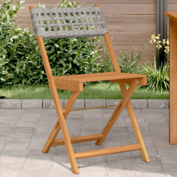 Krzesła bistro, 2 szt., szare, drewno akacjowe i polirattan