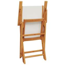 Składane krzesła ogrodowe, 4 szt., kremowa tkanina i drewno