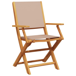 Składane krzesła ogrodowe, 6 szt., tkanina taupe i drewno