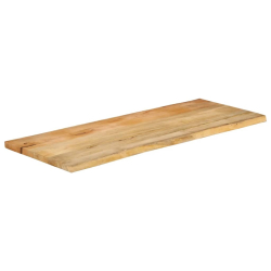 Blat stołu, 140x60x2,5 cm, naturalna krawędź, lite drewno mango