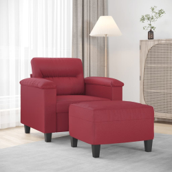 Fotel z podnóżkiem, czerwień winna, 60 cm, sztuczna skóra