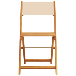 Składane krzesła ogrodowe, 6 szt., beżowa tkanina i drewno