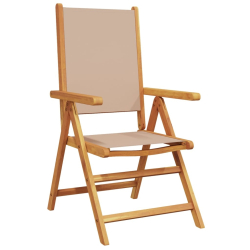 Rozkładane krzesła ogrodowe, 6 szt., tkanina taupe i drewno