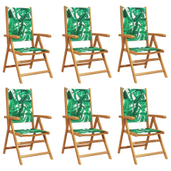 Rozkładane krzesła ogrodowe, 6 szt., zielona tkanina i drewno
