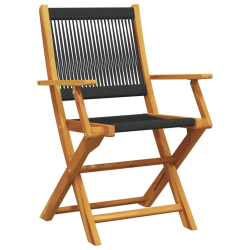 Składane krzesła ogrodowe, 6 szt., czarne, lite drewno akacjowe