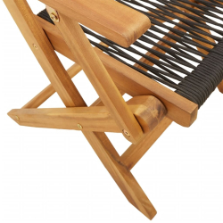 Składane krzesła ogrodowe, 6 szt., czarne, lite drewno akacjowe