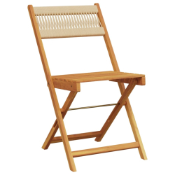 Składane krzesła ogrodowe, 6 szt., beżowe, lite drewno akacjowe