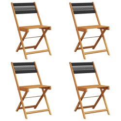 Składane krzesła ogrodowe, 4 szt., czarne, lite drewno akacjowe