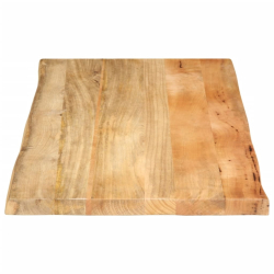 Blat stołu, 120x60x3,8 cm, naturalna krawędź, lite drewno mango