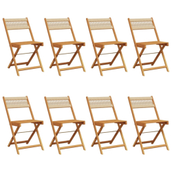Składane krzesła ogrodowe, 8 szt., beżowe, lite drewno akacjowe
