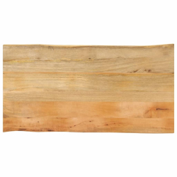 Blat stołu, 100x60x2,5 cm, naturalna krawędź, lite drewno mango