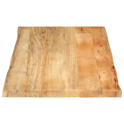 Blat stołu, 100x60x2,5 cm, naturalna krawędź, lite drewno mango