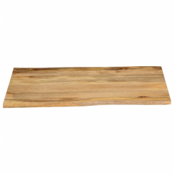 Blat stołu, 100x80x2,5 cm, naturalna krawędź, lite drewno mango