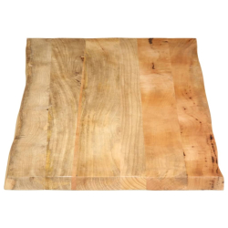 Blat stołu, 140x60x3,8 cm, naturalna krawędź, lite drewno mango