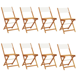 Składane krzesła ogrodowe, 8 szt., kremowa tkanina i drewno