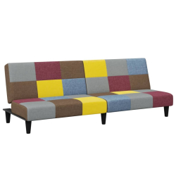 2-osobowa kanapa rozkładana z podnóżkiem, patchwork, tkanina