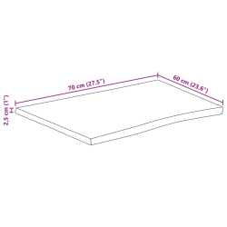 Blat stołu, 70x60x2,5 cm, naturalna krawędź, lite drewno mango