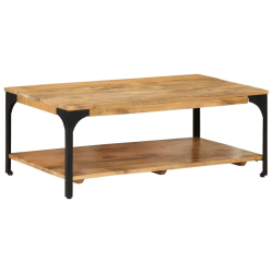 2-poziomowy stolik kawowy, 100x55x38 cm, drewno mango i stal