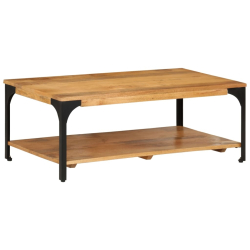 2-poziomowy stolik kawowy, 100x55x38 cm, drewno mango i stal