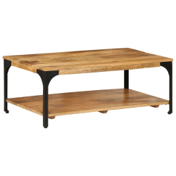2-poziomowy stolik kawowy, 100x55x38 cm, drewno mango i stal