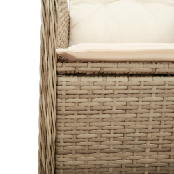 Rozkładane fotele ogrodowe ze stolikiem, 2 szt., beż, rattan PE