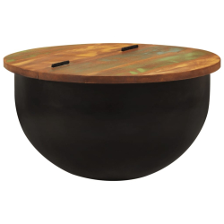Stolik kawowy, czarny, 50x27 cm, drewno z odzysku