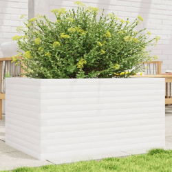 Donica ogrodowa, biała, 90x60x46 cm, lite drewno sosnowe